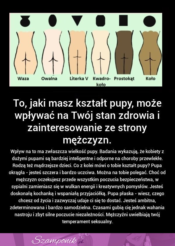 Twój KSZTAŁT PUPY, może wpływać na Twój stan ZDROWIA i... ! Sprawdź koniecznie