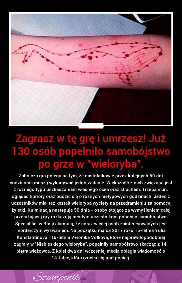 Zabójcza GRA-130 osób popełniło SAMOBÓJSTWO!