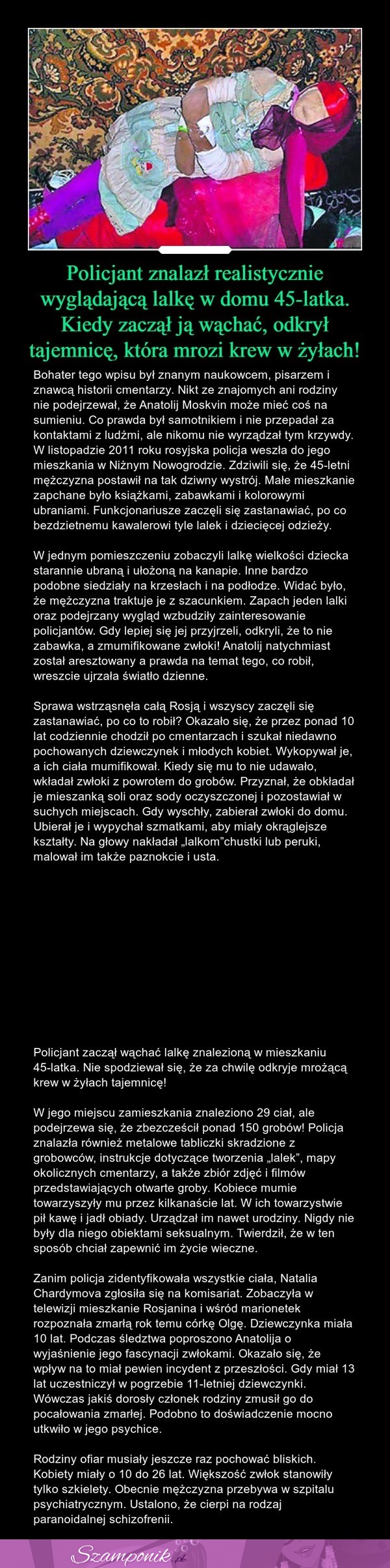 Policjant znalazł REALISTYCZNIE wyglądającą lalkę w domu 45-latka. Odkrył TAJEMNICĘ, która mrozi krew w żyłach...