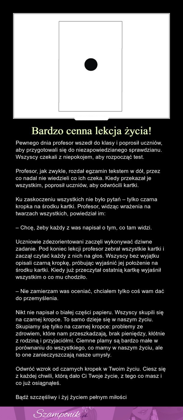 Bardzo cenna lekcja życia od pewnego profesora...