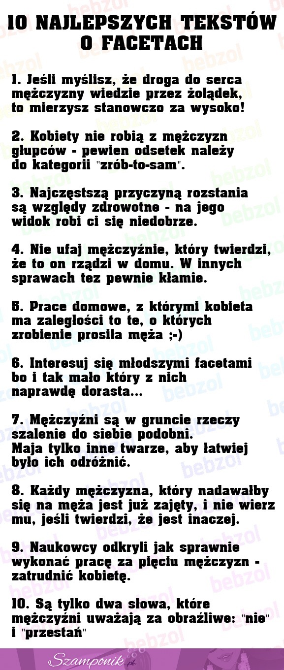 10 najlepszych tekstów o facetach, 7 niszczy, haha! :D