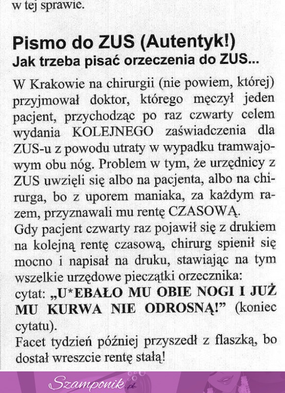 Jak trzeba pisać orzeczenia do ZUS... Autentyk! DOBRE XD