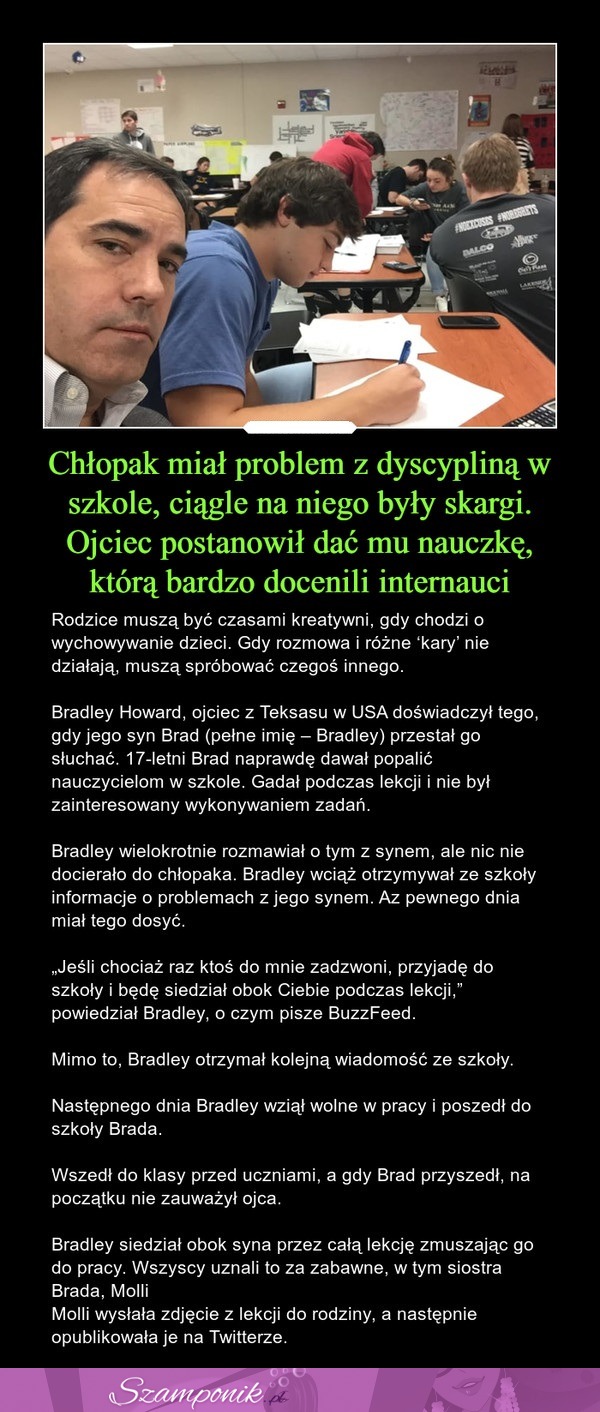 Chłopak miał problem z dyscypliną. Ojciec postanowił dać mu nauczkę, którą docenili internauci :)