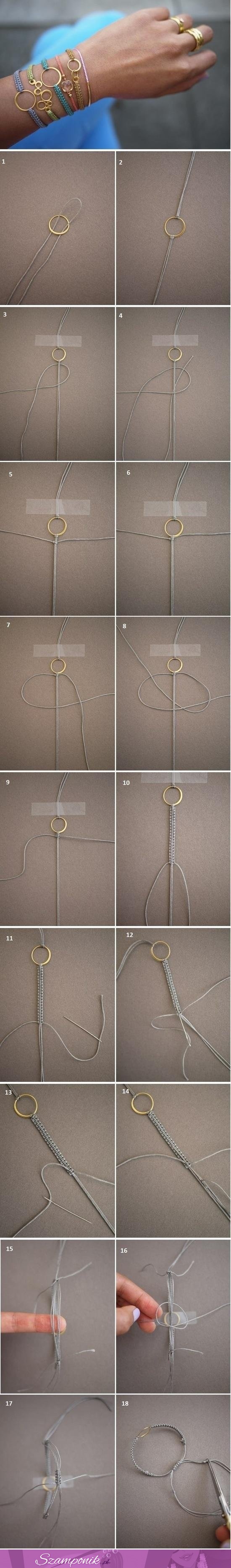 Zrób sama! Super bransoletki ze sznurków i złotych kółeczek! Piękne :)