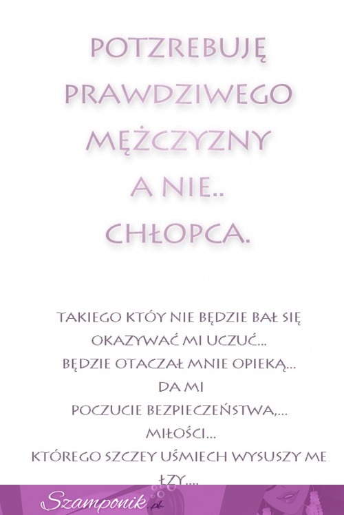 Chcę mężczyzny a nie chłopca