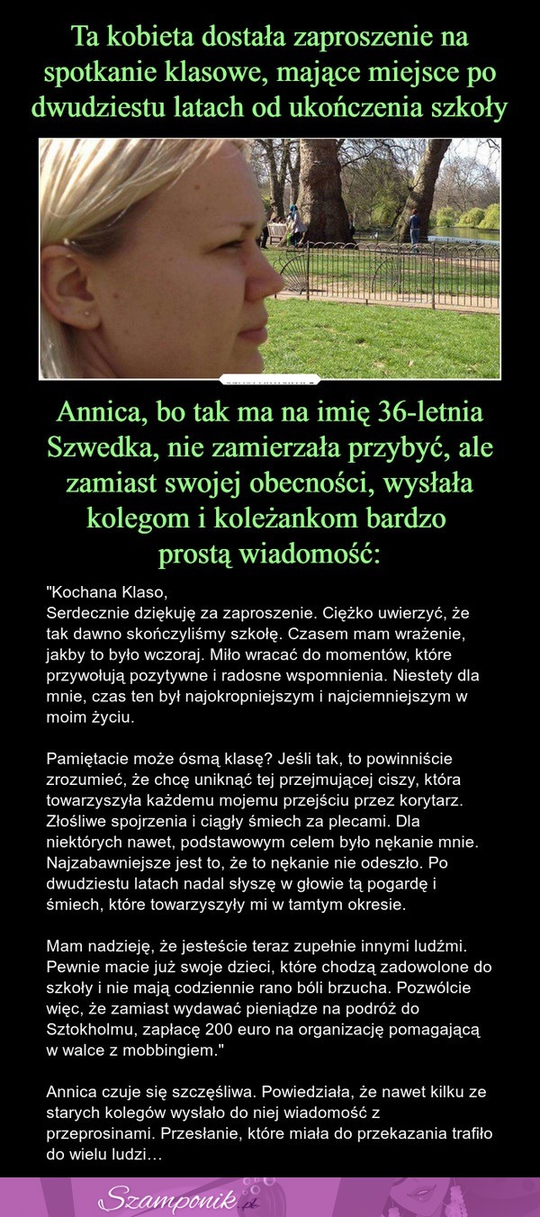 Wzruszająca wiadomość dziewczyny, która była gnębiona przez ludzi...