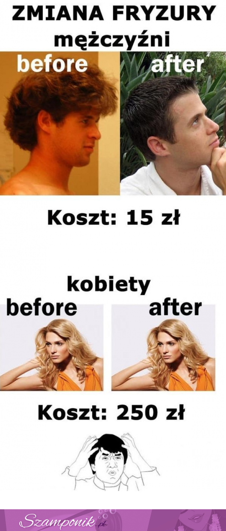 Jak wygląda zmiana fryzury - mężczyźni vs kobiety! dobre