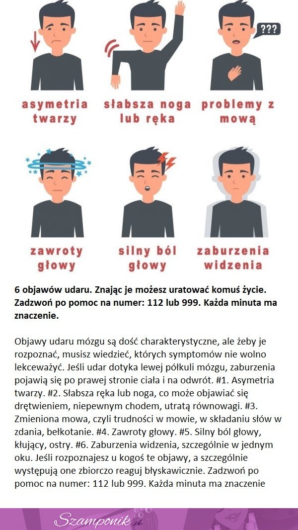 6 objawów udaru! Znając je możesz uratować komuś życie... Każda minuta ma znaczenie!