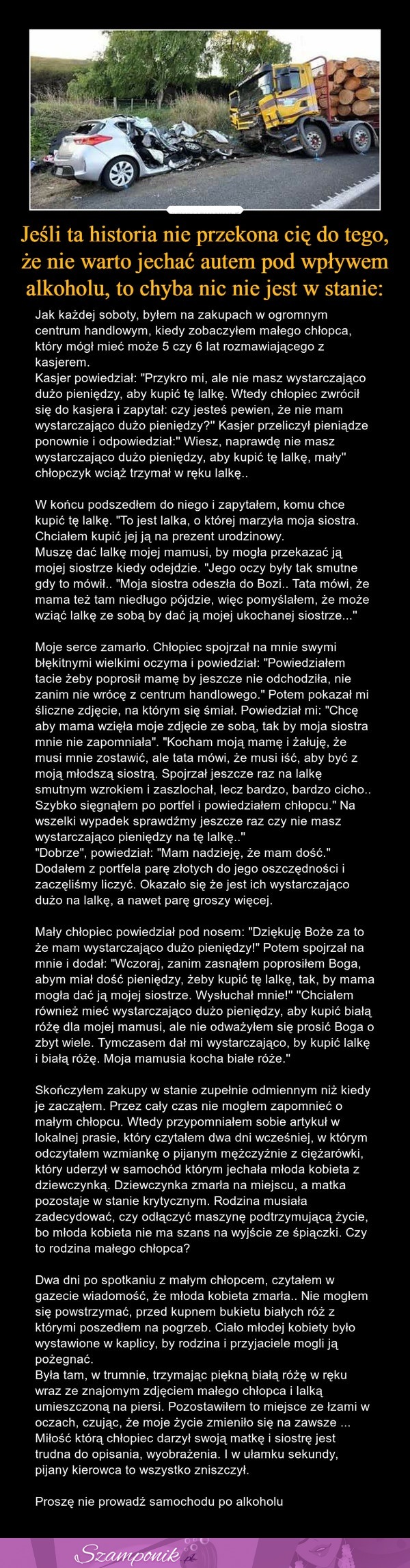 Jeśli ta historia nie przekona Cię do tego, że nie warto jechać autem pod wpływem alkoholu, to chyba nic nie jest w stanie