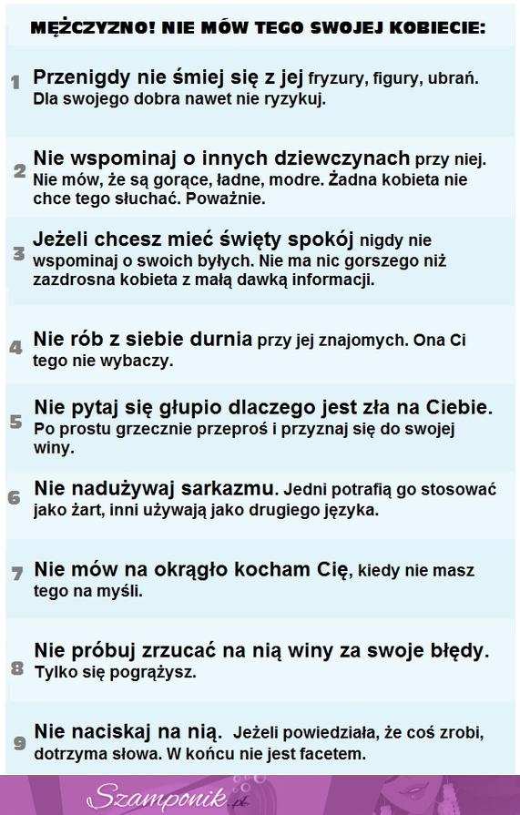 9 rzeczy, których mężczyzna nie powinien nigdy mówić swojej kobiecie! ;)