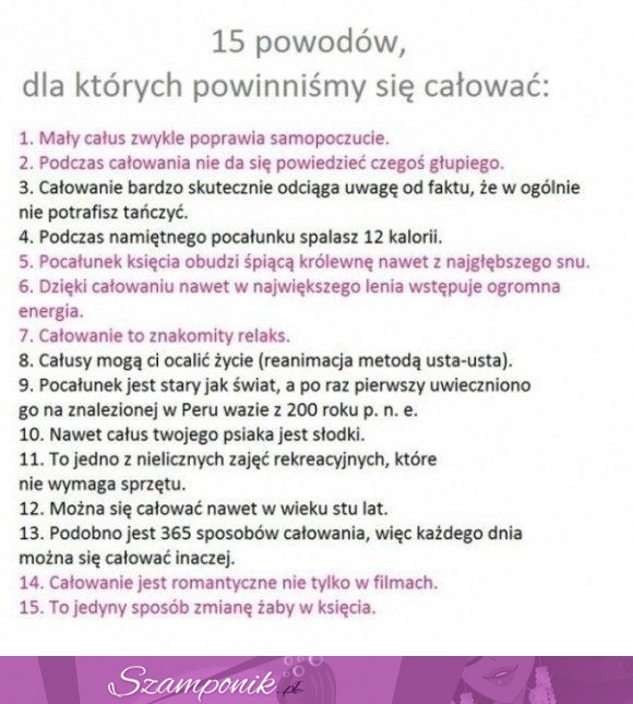 15 powodów dla których powinniśmy się całować :) Zgadzasz się?