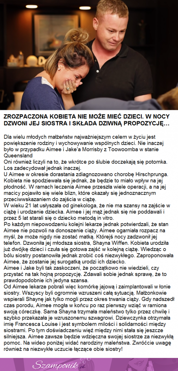 Zrozpaczona kobieta nie może mieć dzieci... Jej siostra składa dziwną propozycję