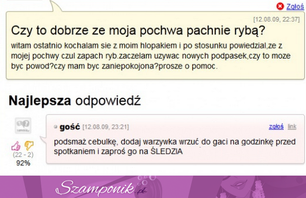 Jej pochwa pachnie rybą... Zobacz co jej doradzili!