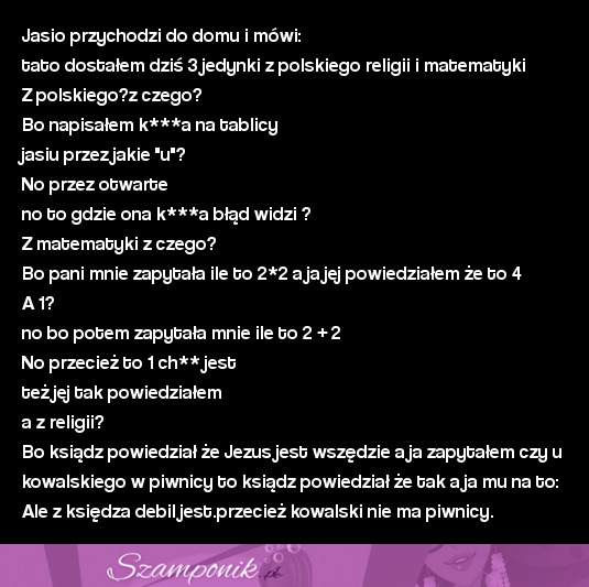 Kawał: Problemy Jasia w szkole ;D