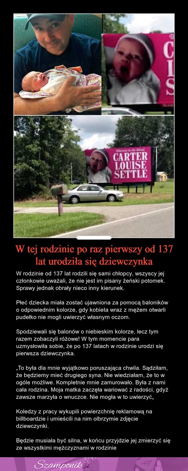 W tej rodzinie po raz pierwszy od 137 lat urodziła się dziewczynka!