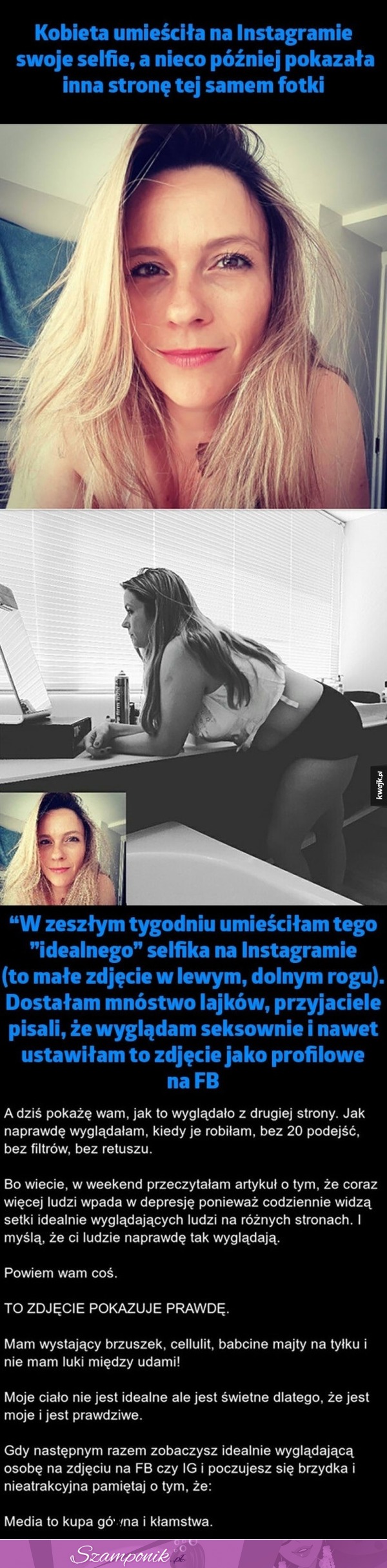 Kobieta umieściła na Instagramie swoje selfie... Okazuje się, że jest całkiem inna w rzeczywistości!