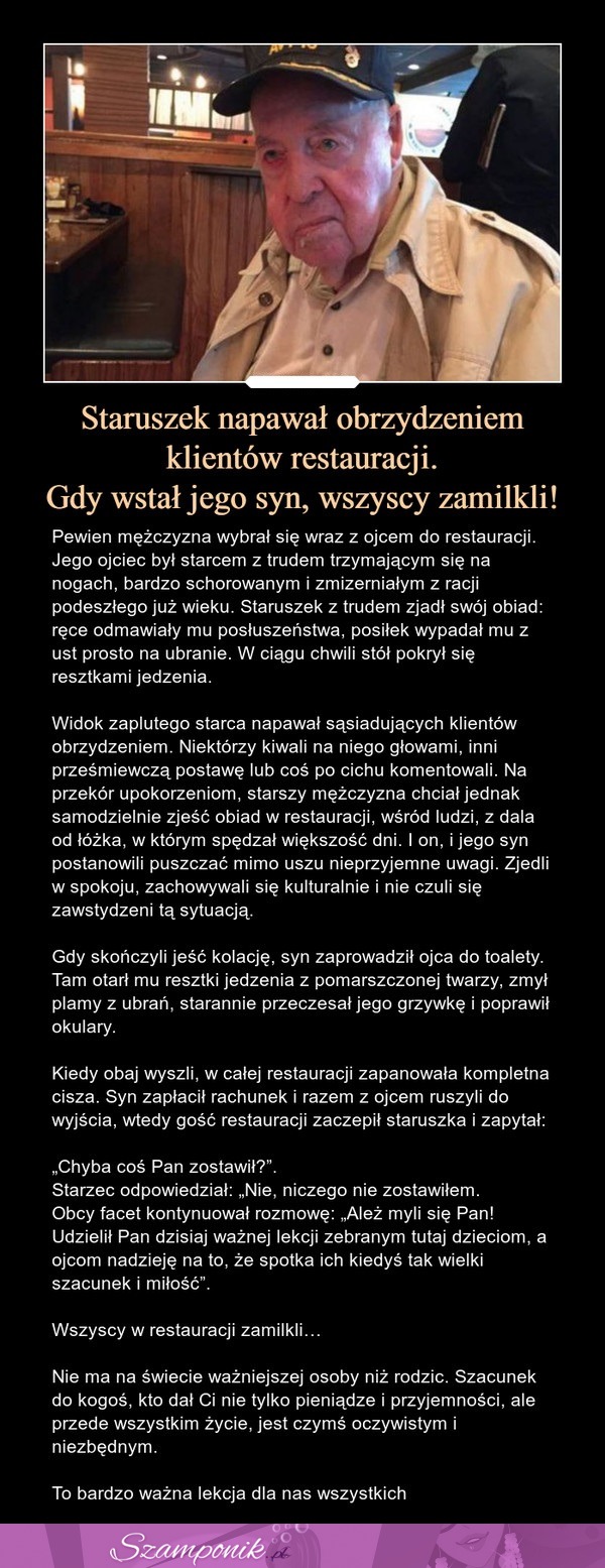 Staruszek napawał obrzydzeniem klientów restauracji. Gdy wstał jego syn, wszyscy zamilkli!