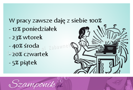 W pracy daję z siebie 100%