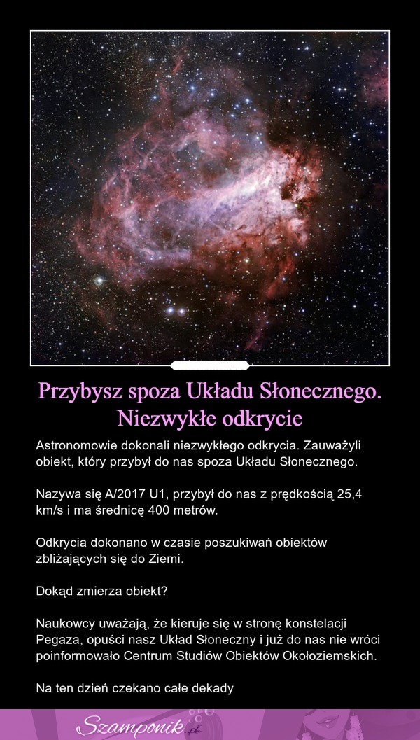 Przybysz spoza Układu Słonecznego - niezwykłe odkrycie!