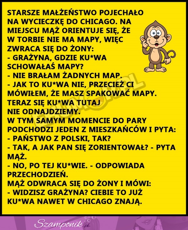 Starsze małżeństwo pojechało na wycieczkę do Chicago... Ciekawe jak się tam odnaleźli ;D