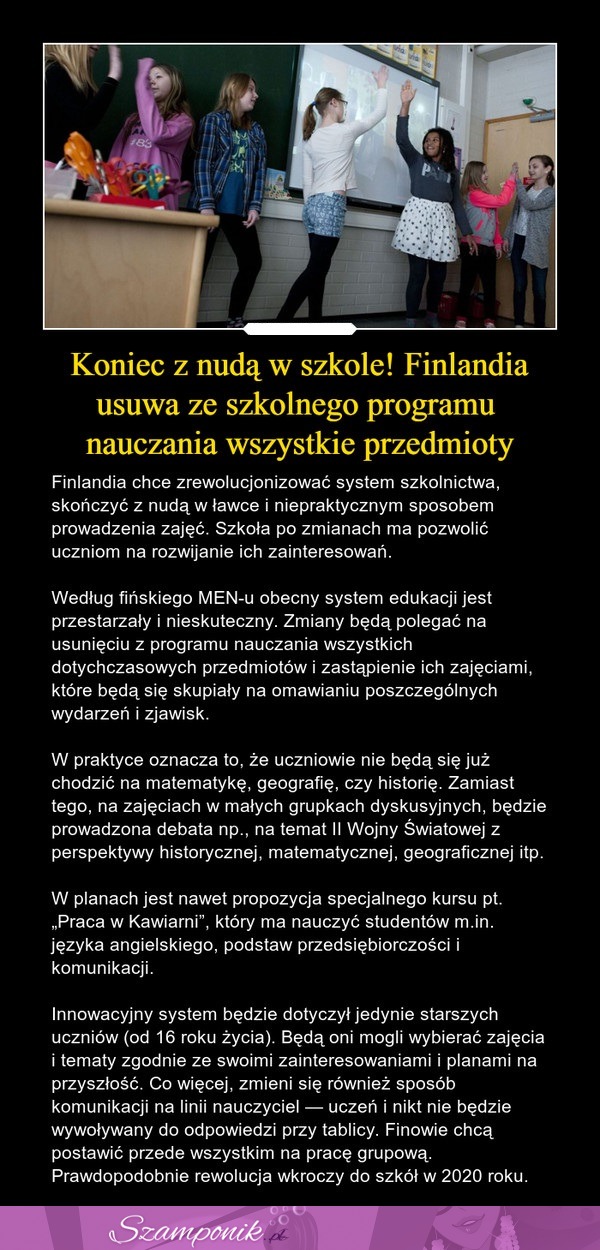 Koniec z nudą w szkole! Finlandia usuwa ze szkolnego programu nauczania wszystkie przedmioty!