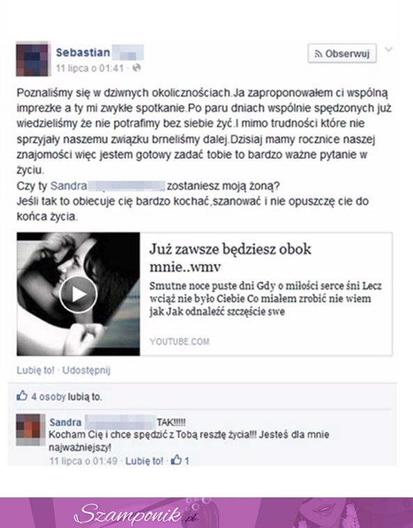 Widzieliście już wszystko na FB! Ale to już PATOLOGIA, OŚWIADCZYŁ się jej przez fejsa!