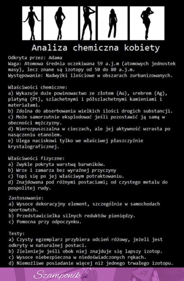 Analiza chemiczna kobiety, hahah dobre!