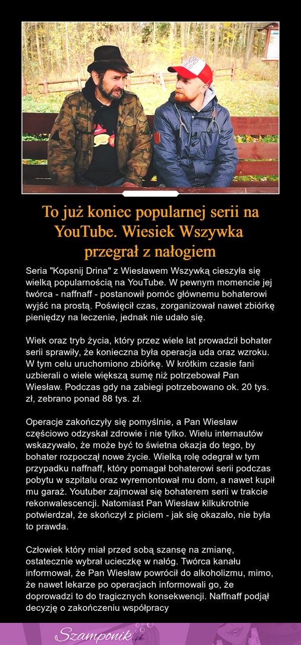 To już koniec serii na YouTube. Wiesiek Wszywka przegrał z nałogiem