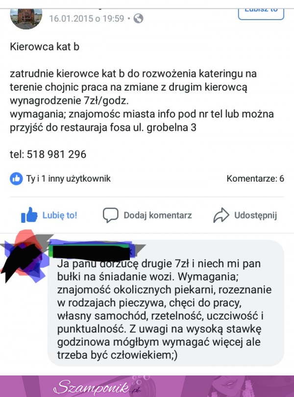 Komentarz genialny! Idealna riposta na taką ofertę pracy