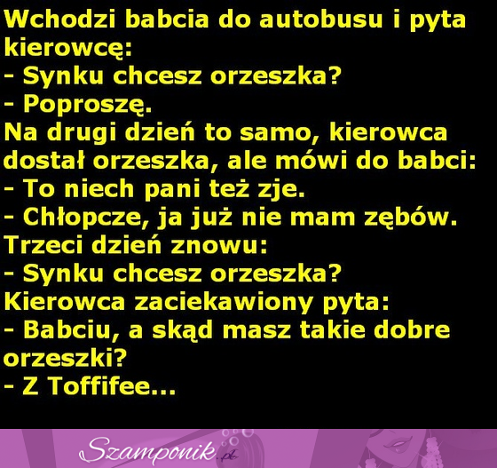 Babcia rozdaje orzeszki w autobusie. Zgadniesz skąd ona je ma? ;D Mega!