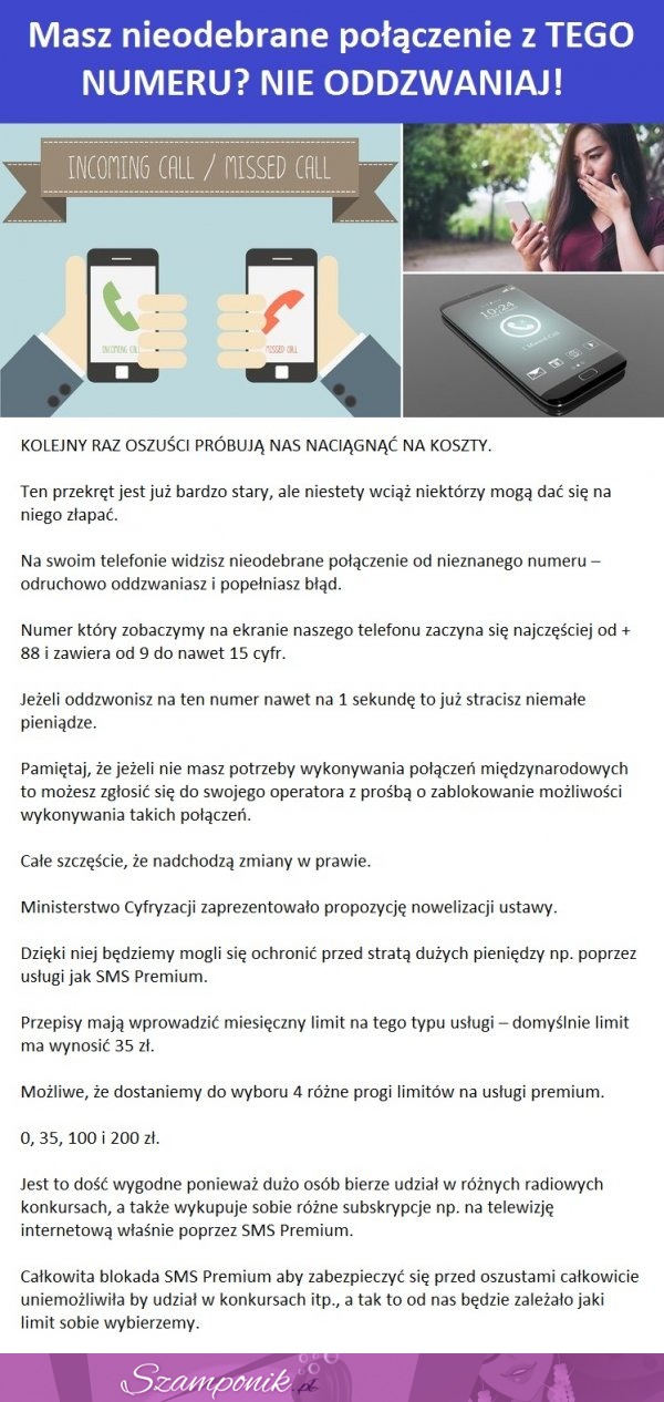 Masz nieodebrane połączenie z tego numeru? Nie oddzwaniaj!