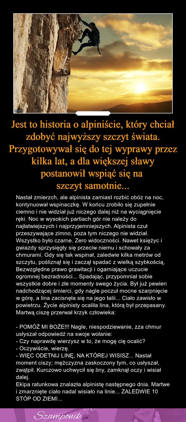 Historia o alpiniście... NIEPRAWDOPODOBNA historia!