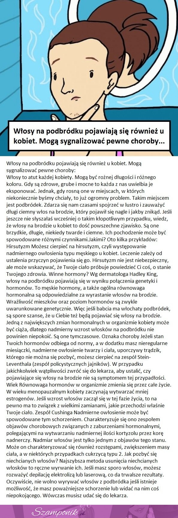 Włosy na podbródku pojawiają się również u kobiet. Mogą sygnalizować choroby...