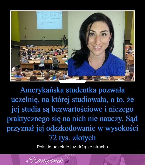 Amerykańska studentka dostała odszkodowanie, bo pozwała uczelnie za bezwartościowe lekcje!