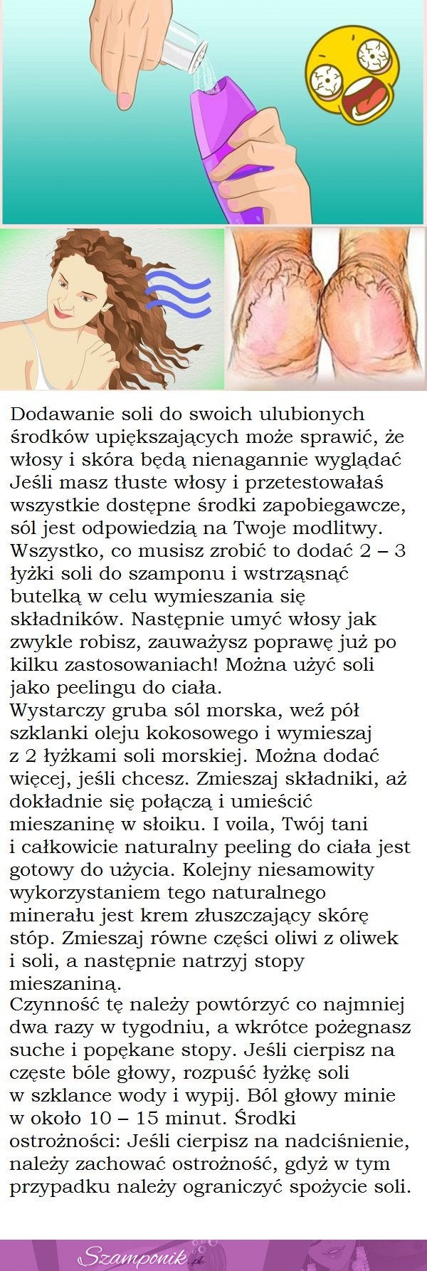 Wsyp soli do szamponu przed myciem włosów. Ten prosty trik rozwiązuje jeden z największych problemów z włosami