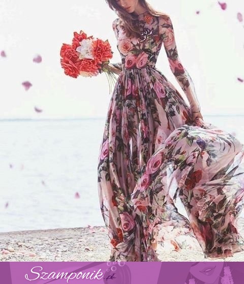 Piękna, długa sukienka w kwiatki