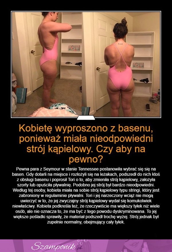 Kobietę wyproszono z basenu, ponieważ miała nieodpowiedni strój kąpielowy!