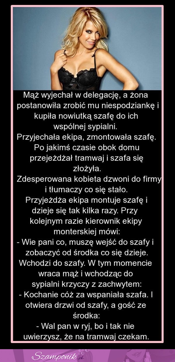 MEGA DOWCIP; Mąż wyjechał w delegację, a żona postanowiła zrobić mu niespodziankę...