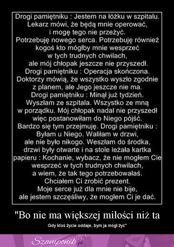 Poruszająca historia pewnej zakochanej pary... Przeczytaj do końca!