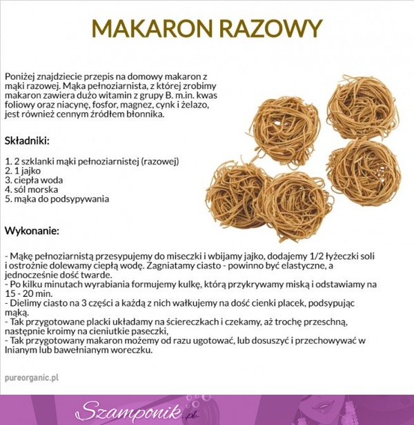 Przepis na makaron razowy domowej roboty!