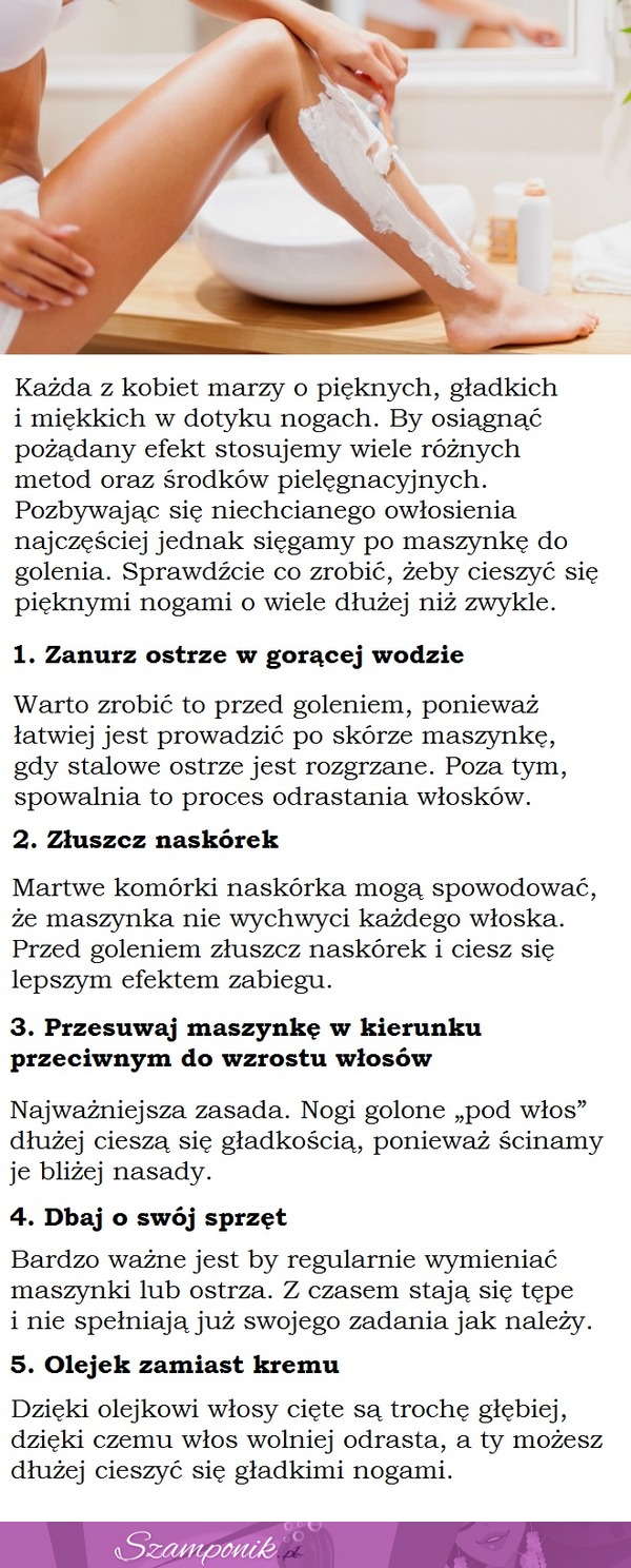 5 ZASAD, BY TWOJE NOGI JESZCZE DŁUGO PO GOLENIU BYŁY GŁADKIE I NAWILŻONE!