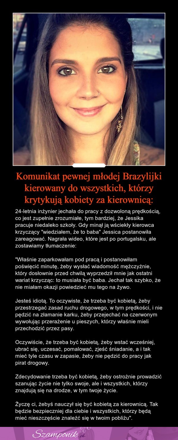 PRZEKAZ do wszystkich, którzy krytykują kobiety za kierownicą!