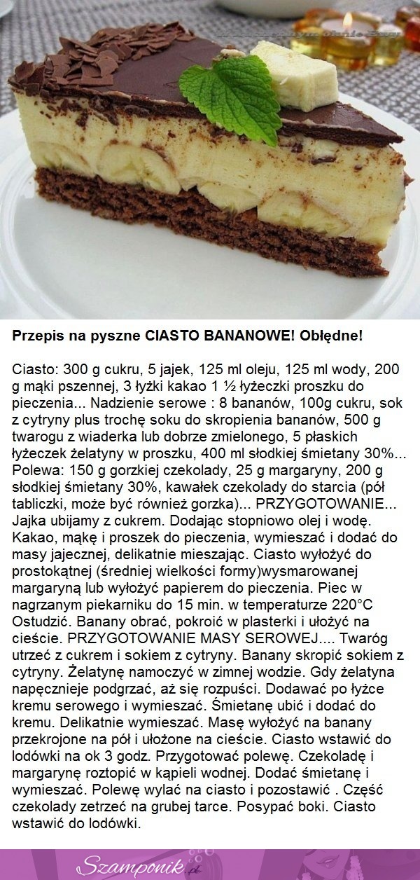 Przepis na pyszne ciasto bananowe. Obłędne!