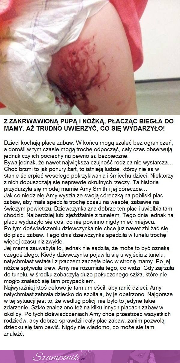 Z zakrwawioną pupą i nóżką pobiegła do mamy. Trudno uwierzyć w to, co się wydarzyło!