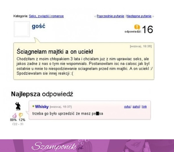 Ściągnęłam majtki, a on uciekł... Straszna historia!