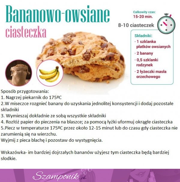 Pyszne bananowo-owsiane ciasteczka...