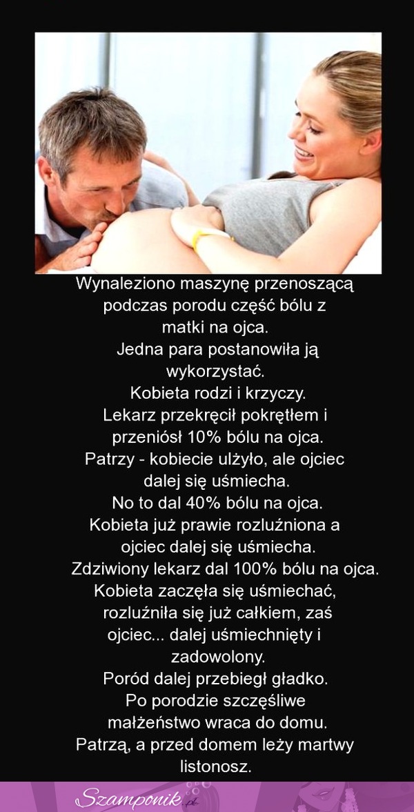 Mocny kawał: Wynaleziono maszynę przenoszącą ból porodowy na ojca!