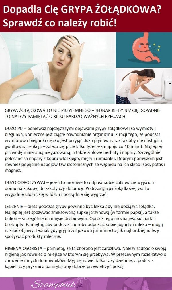 Dopadła Cię grypa żołądkowa? Sprawdź co należy robić!