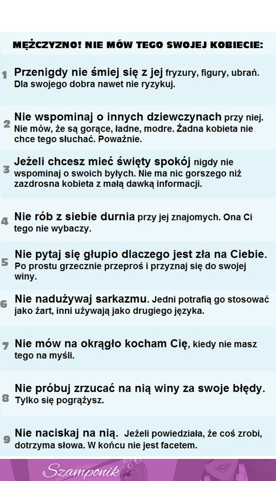 Mężczyzno - nie mów tego swojej kobiecie! ;)