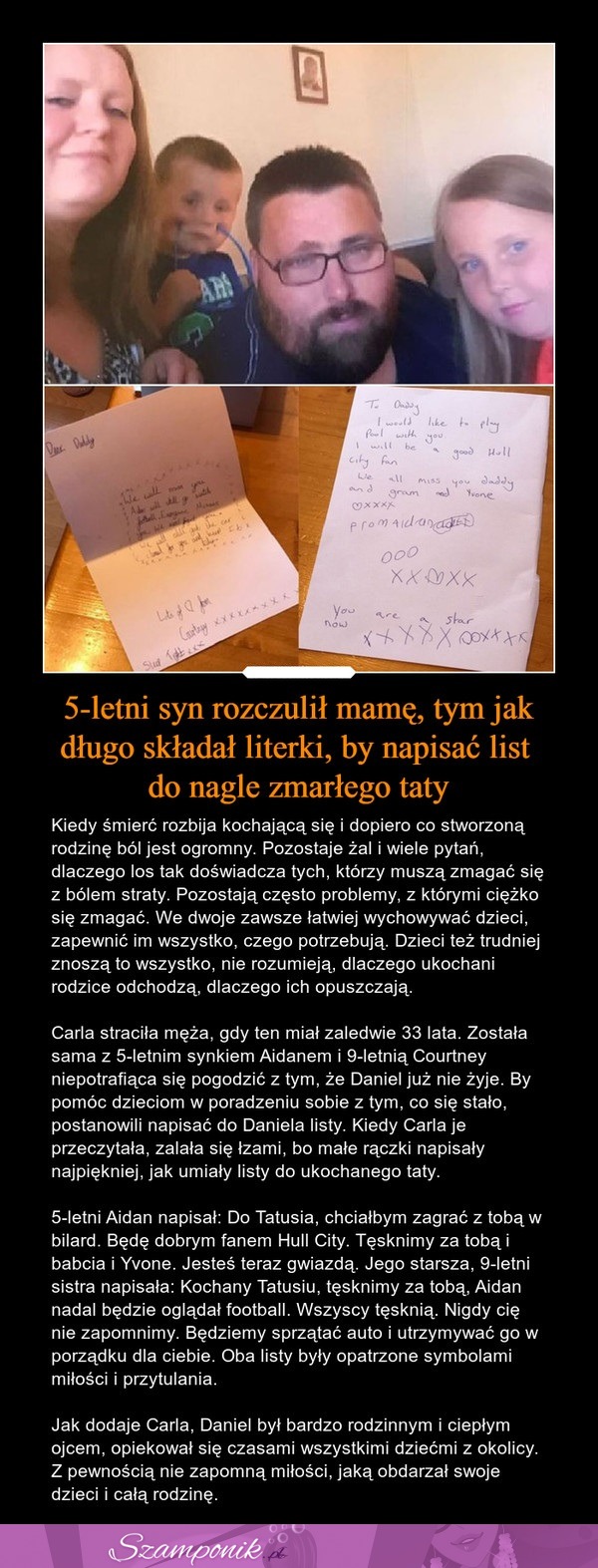 5 letni syn rozczulił mamę tym, jak długo składał literki, by napisać list do zmarłego taty...